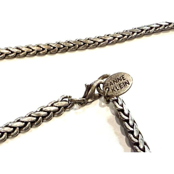 ANNE KLEIN 35" SILVER WHEAT FOXTAIL WOVEN CHAIN NECKLACE Glam Era 1980S EUC - Picture 8 of 8